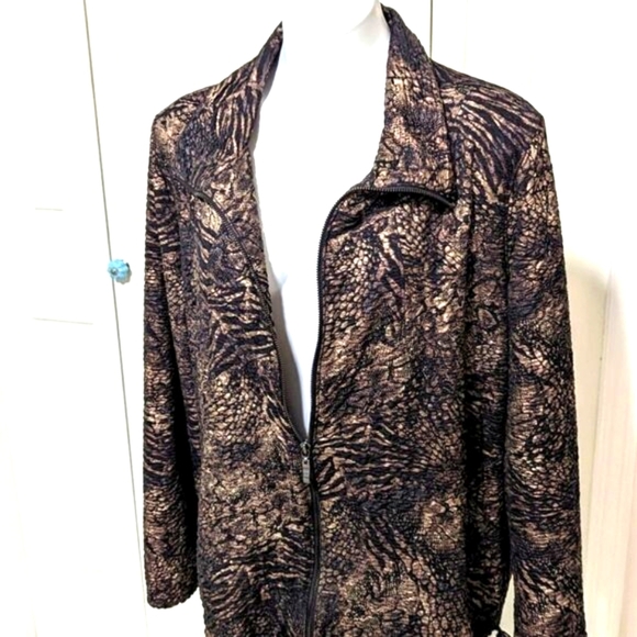 NWOT JM Collection Animal Print Zip Up Jacket Drawstring Bottom - Picture 1 of 13